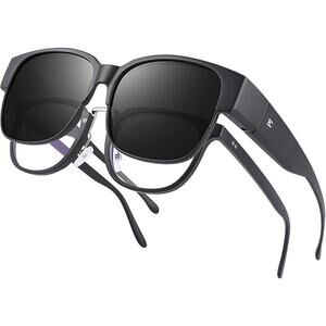New Bircen Womens Mens Black Polarized Fit Over Glasses UV Protection Sunglasses